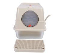 Dilwe Bac à Litière fermé Extra Large pour Chat en Acier Inoxydable avec Plateau en Métal à Bords Hauts pour Grands Chats, Contrôle des Odeurs et Nettoyage Facile pour Un Usage Domestique (Kaki)