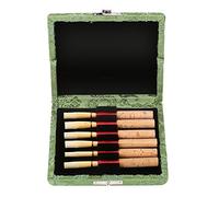 Dilwe Bois + Couverture de Tissu de Soie Étui de Rangement pour anches Boîte Accessoire d'instrument hautbois pour 6pcs anches de hautbois(Vert)