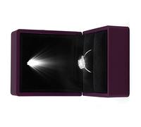 Dilwe Boîte à Bagues, Vitrine de Bijoux éclairée par LED pour Fiançailles et Mariage, élégant Support de Bague en Peluche Noire, Idéal pour les Demandes en Mariage et les Occasions Spéciales (PURPLE)