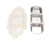 Dilwe Boîte à Déjeuner en Acier Inoxydable 304, Couvercle Transparent, Compartiments étanches, Récipient de Préparation de Repas, avec Anneaux en Silicone, 4 Loquets, pour le Travail, (600 ml)