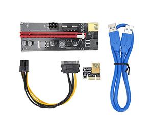 Dilwe Câble PCI-E Riser Express 4 Condensateurs FP Interface 6P Carte Adaptateur Pratique de Protection Efficace pour Améliorer L'alimentation électrique