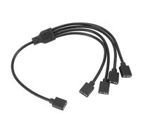 Dilwe Câble Répartiteur ARGB RVB 1 à 4, Câble D'extension Compatible avec 5 V et 3 Broches RVB pour Châssis D'ordinateur et Ventilateurs (Black)