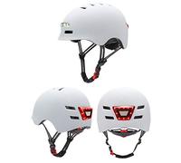 Dilwe Casque de Vélo à Lumière LED Casque de Vélo PC EPS avec Phare Avant Rechargeable par USB et Feu Arrière à 3 Modes Réglable M 54 à 57 Cm L 58 à 61 Cm pour (Blue #41)