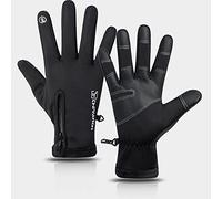 Dilwe Chauds d'hiver Imperméables en Néoprène Coupe-Vent Thermiques écran Tactile Doigt Complet avec Fermeture éclair Doublure en Peluche pour Hommes Femmes Cyclisme Course à Pied Camping à 23F (XL)