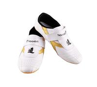 Dilwe Chaussures Taekwondo, PU cuir souple Semelle de boxe Karate Chaussures pour Mixte adulte 38 length240cm intérieure blanc