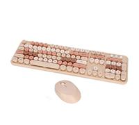 Dilwe Combo Clavier et Souris sans Fil, Clavier à Capuchons Ronds Rétro à 104 Touches, de Clavier Ergonomique Mignon pour Les Filles, Clavier, Orange