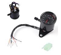 Dilwe Compteur de Moto Compteur Kilométrique Universel de Vitesse avec Indicateurs LED Double Affichage Numérique pour Motos 12 V jusqu'à 160 Km/h Installation Facile Coque Métallique (BLACK)