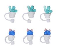 Dilwe Couvre-Paille, Lot de 6 Embouts de Paille Réutilisables en Silicone Anti-éclaboussures pour Tubes de 6 à 8 Mm