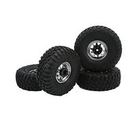 Dilwe Dilwe Pneus de Voiture RC 1,9 Pouces, Caoutchouc Durable pour SCX10, 4 Pièces, Fortes Performances pour Véhicules à l'échelle 1/10 (White) (Silver)