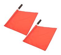 Dilwe Drapeaux D'arbitre, 2 Pièces Drapeau de Main de Juge de Ligne de Sport de Poteau en Acier Inoxydable avec Poignée en éponge Confortable, pour la Compétition D'athlétisme de (rouge)