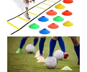 Dilwe Échelle d'agilité, équipement D'entraînement de Vitesse à 12 échelons de 20 Pieds avec échelons Réglables et Sac de Transport, pour Les Sports de Football et L'entraînement