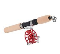 Dilwe Ensemble de Cannes à Pêche sur Glace, Canne Télescopique FD50, Moulinet Portable pour Pêcheur à la Ligne (Rouge)