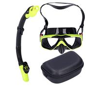 Dilwe Ensemble de Lunettes de Plongée avec Tuba, Lunettes de Plongée Anti-buée avec Tuba étanche, Verre trempé Anti-Explosion pour Enfants et Adultes (Jaune + Tube respiratoire)