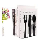 Dilwe Ensemble de Serre-livres de Couverts Innovant avec Fourchette et Cuillère Décoratives pour le Rangement à la Maison et au Bureau, en Acier Inoxydable, 1 Paire
