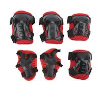 Dilwe Ensemble d'équipement de Protection pour Enfants Set des Gardes de Poignet pour Enfants Pads de Genou pour 6-18 Ans avec Une Bande élastique Réglable Design ventilé (Rouge)