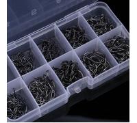 Dilwe Ensemble d'hameçons de pêche 500 pièces crochets de gabarit de poisson de pêche en acier au carbone avec/boîte de pêche