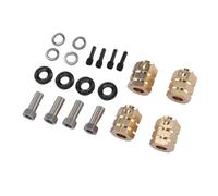Dilwe Extension de Moyeu Hexagonal de Roue de Voiture RC, Adaptateur de Moyeu usiné CNC en Laiton de 15 Mm avec Conception de Goupille de Verrouillage pour Véhicule 1/10 RC, stabilité