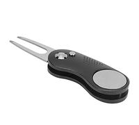 Dilwe Fourche de Outil de Divot de Pliable en Métal en Acier Inoxydable 3Cr13 avec Marqueur de Balle Magnétique Bouton Poussoir Ouverture Latérale 11 Cm Accessoire de Portable pour Les Joueurs de