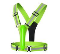 Dilwe Gilet de Course Réfléchissant, Gilet de Course Lumineux avec Sangle Réglable, Haute visibilité jusqu'à 300 M, Tissu élastique pour Adultes et Enfants (Green)