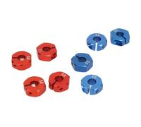 Dilwe Hexagone de Roue RC, Adaptateur de Moyeu Hexagonal d'entraînement de Roue 8 Pièces en Alliage d'aluminium Rouge et Bleu avec Broches pour Mise à Niveau de 12 Mm (5 millimètres)