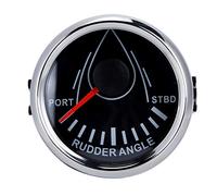 Dilwe Indicateur d'angle de Gouvernail de Bateau 52 Mm, Jauge de Moteur Pas à Pas en Acier Inoxydable 0 190 Ohm 9 32 V Rétroéclairage Rouge IP67 pour Barre Marine de Yacht de Bateau (Cadran noir