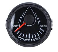 Dilwe Indicateur d'angle de Gouvernail de Bateau 52 Mm, Jauge de Moteur Pas à Pas en Acier Inoxydable 0 190 Ohm 9 32 V Rétroéclairage Rouge IP67 pour Barre Marine de Yacht de Bateau (Cadran noir