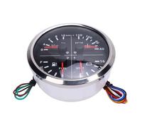 Dilwe Jauge Multifonction 4 en 1 Niveau de Carburant Numérique Pression d'huile Température de l'eau Voltmètre Métal 4 3 8 Pouces 0 à 10bar 104 à 248F 8 à 16V pour RV Yacht Truck Van (cadran noir