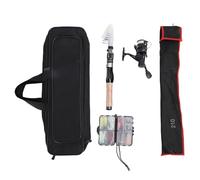 Dilwe Kit combiné de Canne à Pêche Télescopique et Moulinet, Poteau Pliable avec Poignée en Liège pour la Pêche en Eau Salée et en Eau Douce de Voyage (Ensemble combiné 2,1 M)