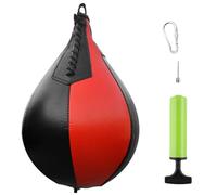 Dilwe Kit de Balle de Vitesse de Boxe en Cuir PU avec Pompe de Gonflage, Sac de Frappe D'entraînement MMA Muay Thai pour la Pratique du Poinçonnage (Noir et Rouge)
