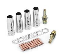 Dilwe Kit de Buse de Torche de Soudage Buse de Soudage MIG en Laiton avec Embouts de Contact de 0,8 Mm 17 Pièces pour Soudeurs Binzel 15AK MB14 MB15 TBI150 Installation Facile et conductivité