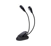 Dilwe Lampe de Lecture, Lampe de Chevet, Lampe Pupitre Musique, 8 LEDs Double tête Lampe,Lampe de Bureau à Pince Rechargeable avec Câble USB Parfaite pour Lire, Travail et Voyager