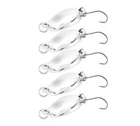 Dilwe Lot de 10 Leurres de Pêche en Métal de Style Cuillère avec Hameçons Barbelés Pointus et Connecteur Flexible, pour la Pêche en Eau Douce et en Eau Salée (Argent 2,5g)