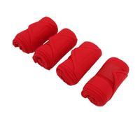 Dilwe Lot de 4 Bandes de Protection pour Jambes de Cheval, en Polaire Douce, avec Sangles élastiques et Fermeture Auto-agrippante. (Rouge)