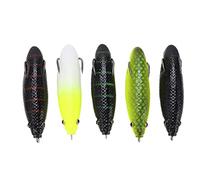 Dilwe Lot de 5 Leurres de Pêche en Forme de Grenouille, Appât Réaliste en Forme de Chenille avec Yeux 3D et Crochet Extra Large, Matériau en Caoutchouc Souple pour Rivières, Lacs,