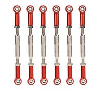 Dilwe Lot de 6 Biellettes de Poussée Réglables en Alliage D'aluminium, Accessoires de Tringlerie à Tendeur, 5 Couleurs Disponibles, pour la Mise à Niveau des Voitures RC. (Rouge)