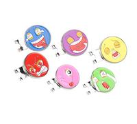 Dilwe Lot de 6 Marqueurs de Balle de de 25 Mm, Marqueurs à Clip pour Chapeau en Métal avec 6 Expressions Différentes, Outil de Marquage de Balle Léger et Portable pour la Pratique du