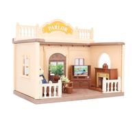 Dilwe Maison de Poupée Miniature en Plastique à l'échelle 1:12, Mobilier de Maison de Poupée avec TV, canapé, Table à thé, Cheminée et Pots de Fleurs pour Salon, de, Jeu et Exposition