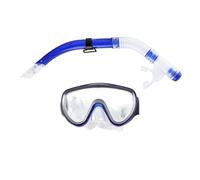 Dilwe Masque de Plongée en Verre trempé, Ensemble de Lunettes de Plongée avec Tuba pour Adulte, Ensemble combiné avec Embout en Silicone, Boucles Réglables, Vert pour la Natation, la en Apnée (Blue)