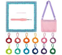 Dilwe Métier à Tisser pour Enfants 288 Bandes élastiques 12 Couleurs Ensemble de Bricolage pour Sous-verres avec Outil de Crochet de Métier à Tisser pour les 6 à 12 Ans (BLUE)