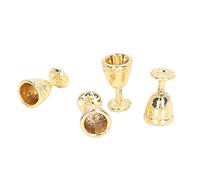 Dilwe Mini Verres à Champagne pour Maison de Poupée, Ensemble de 4 Mini Verres à Vin, Matériau de qualité Supérieure, Artisanat Exquis pour Raconter des Histoires (4 pièces d'or)