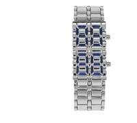 Dilwe Montre Bracelet en Acier Inoxydable LED - Cadran Rectangulaire Numérique - Lumière Bleue ou Rouge - Affichage de l'heure Cachée pour Garçons, Filles, étudiants, Couples - Utilisation Nocturne
