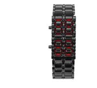Dilwe Montre Bracelet en Acier Inoxydable LED - Cadran Rectangulaire Numérique - Lumière Bleue ou Rouge - Affichage de l'heure Cachée pour Garçons, Filles, étudiants, Couples - Utilisation Nocturne