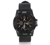 Dilwe Montre-Bracelet Militaire Montre de Sport Électronique avec Bracelet Réglable en Nylon pour Le Cadeau d'Anniversair - 5 Couleurs(Noir)