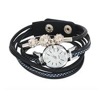 Dilwe Montre de Poignet pour Femme, élégant Montre de Poignet avec Cadran Rond Montre Poignet à Quartz avec Bracelet en polyuréthane