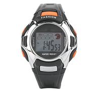 Dilwe Montre de Sport Numérique Multifonction pour Enfants, LED Lumineuse, Alarme 30 M, Affichage de la Date et du Jour, Boîtier ABS Durable, Bracelet en PU, pour Garçons et Filles (Black)