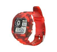 Dilwe Montre numérique, alarme chronographe carrée lumineuse multifonctionnelle avec WR30M étanche et affichage de la date de la semaine, pour hommes et étudiants, Rouge camouflage, Pneu