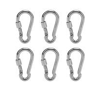 Dilwe Mousqueton à ressort en acier inoxydable 304 pour charges lourdes avec fermeture à vis pour camping en plein air, randonnée, pêche, sac à dos, porte-clés (8 mm)