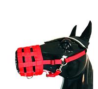Dilwe Muselière de Pâturage pour Chevaux, Muselière Anti-Morsure en Nylon avec Licou doublé Confortable, Fermeture Auto-agrippante, Réglable S M L pour Le Contrôle du Pâturage, la Participation et