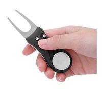 Dilwe Outil de Divot, Fourche en Acier Inoxydable 304 avec Poignée en Plastique ABS, Extension Automatique du Bouton à Ressort, Conception Pliable pour la Réparation du Gazon et Le (Black)