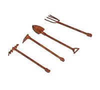 Dilwe Outils Agricoles de Maison de Poupée, échelle 1:12 Outils Agricoles de Maison de Poupée Kit de Houe et Fourche Miniature en Métal Rouillé pour Jardin Paysage(4 Outils) Mobilier de Simulation